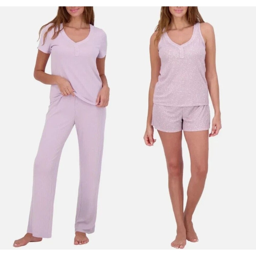 Live2Lounge 4 Piece Pointelle Lounge Set Purple Women’s Small Sleepwear Pajamas